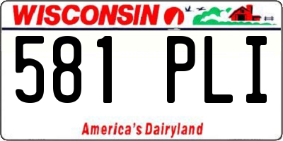 WI license plate 581PLI