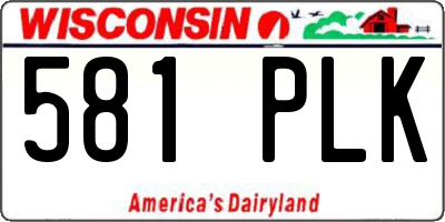 WI license plate 581PLK