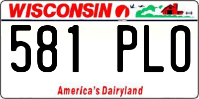 WI license plate 581PLO