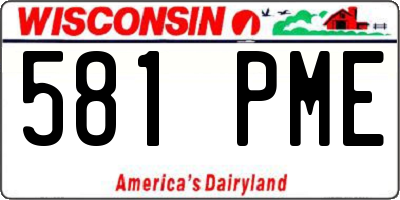 WI license plate 581PME