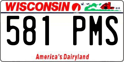 WI license plate 581PMS