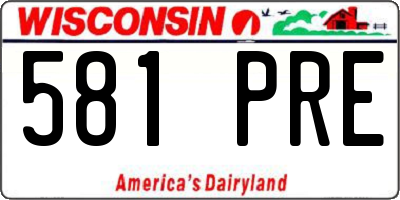 WI license plate 581PRE
