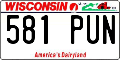 WI license plate 581PUN