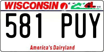 WI license plate 581PUY