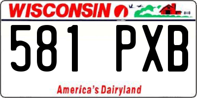 WI license plate 581PXB