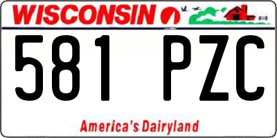 WI license plate 581PZC