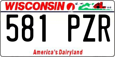 WI license plate 581PZR