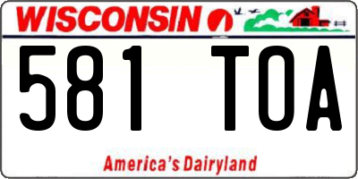 WI license plate 581TOA