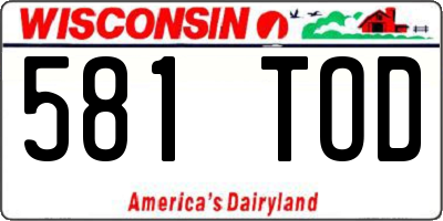 WI license plate 581TOD