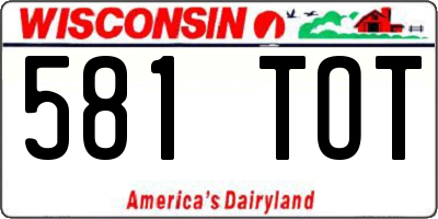 WI license plate 581TOT