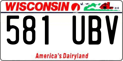 WI license plate 581UBV