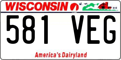 WI license plate 581VEG