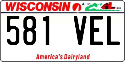 WI license plate 581VEL