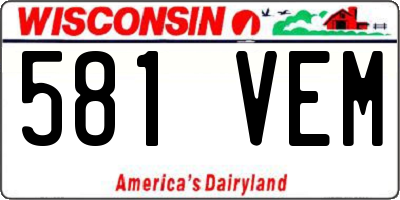 WI license plate 581VEM
