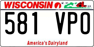 WI license plate 581VPO