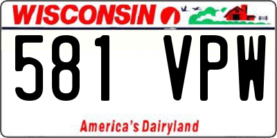 WI license plate 581VPW