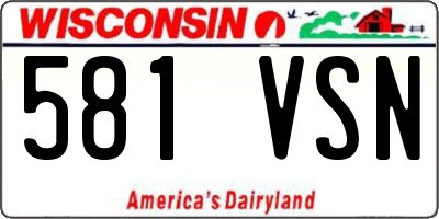 WI license plate 581VSN