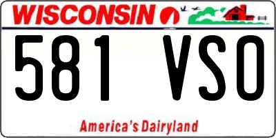 WI license plate 581VSO