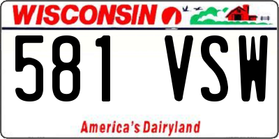 WI license plate 581VSW