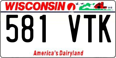 WI license plate 581VTK