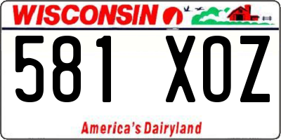 WI license plate 581XOZ