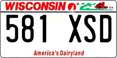 WI license plate 581XSD