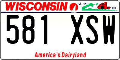 WI license plate 581XSW