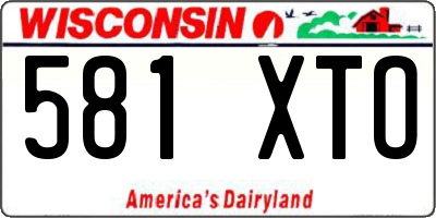 WI license plate 581XTO