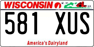 WI license plate 581XUS