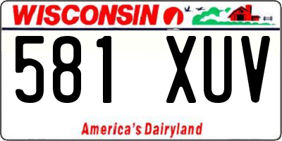WI license plate 581XUV