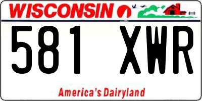 WI license plate 581XWR