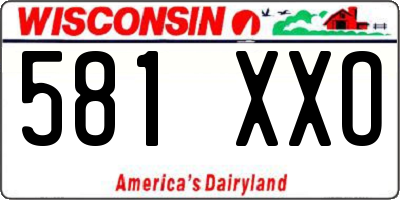 WI license plate 581XXO