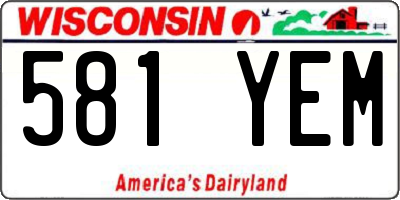 WI license plate 581YEM