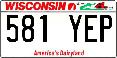 WI license plate 581YEP