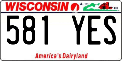WI license plate 581YES