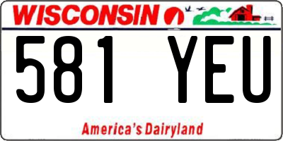 WI license plate 581YEU