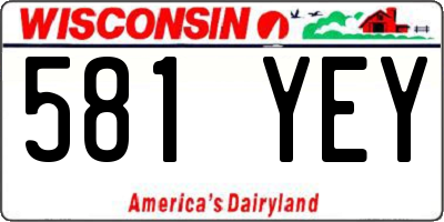 WI license plate 581YEY