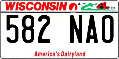 WI license plate 582NAO