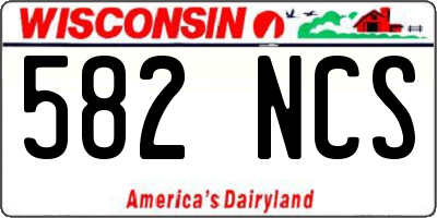 WI license plate 582NCS