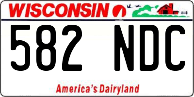 WI license plate 582NDC