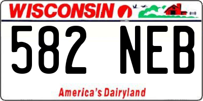 WI license plate 582NEB