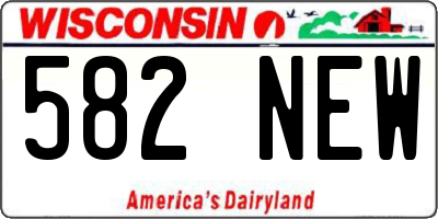WI license plate 582NEW