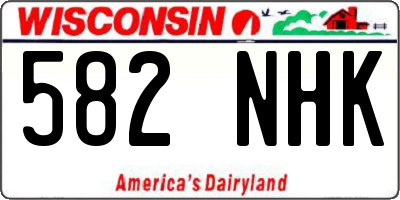 WI license plate 582NHK