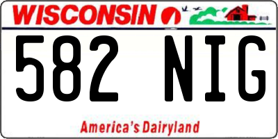 WI license plate 582NIG