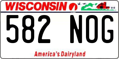 WI license plate 582NOG
