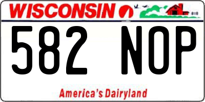 WI license plate 582NOP
