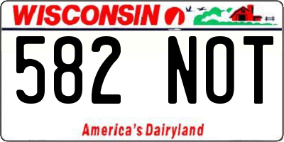 WI license plate 582NOT