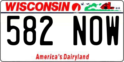 WI license plate 582NOW