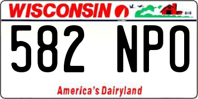 WI license plate 582NPO