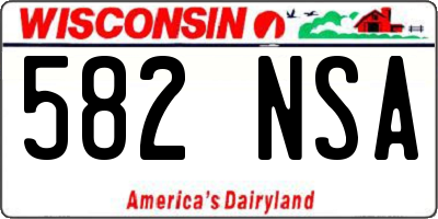 WI license plate 582NSA